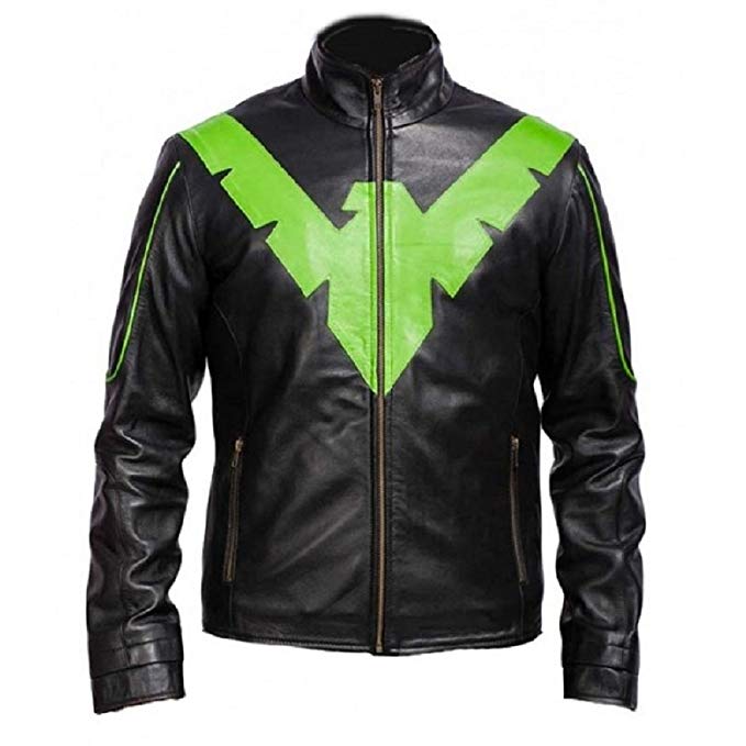 Bestzo Mens Fashion Sheep Leather Jacket with Fur Collar Black XS 