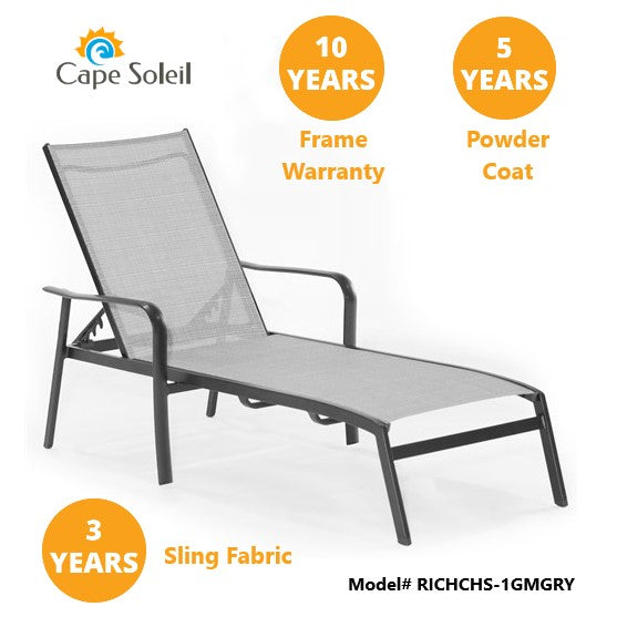 Commercial Sling Aluminum Lounge - Poolside RICHCHS-1GMGRY