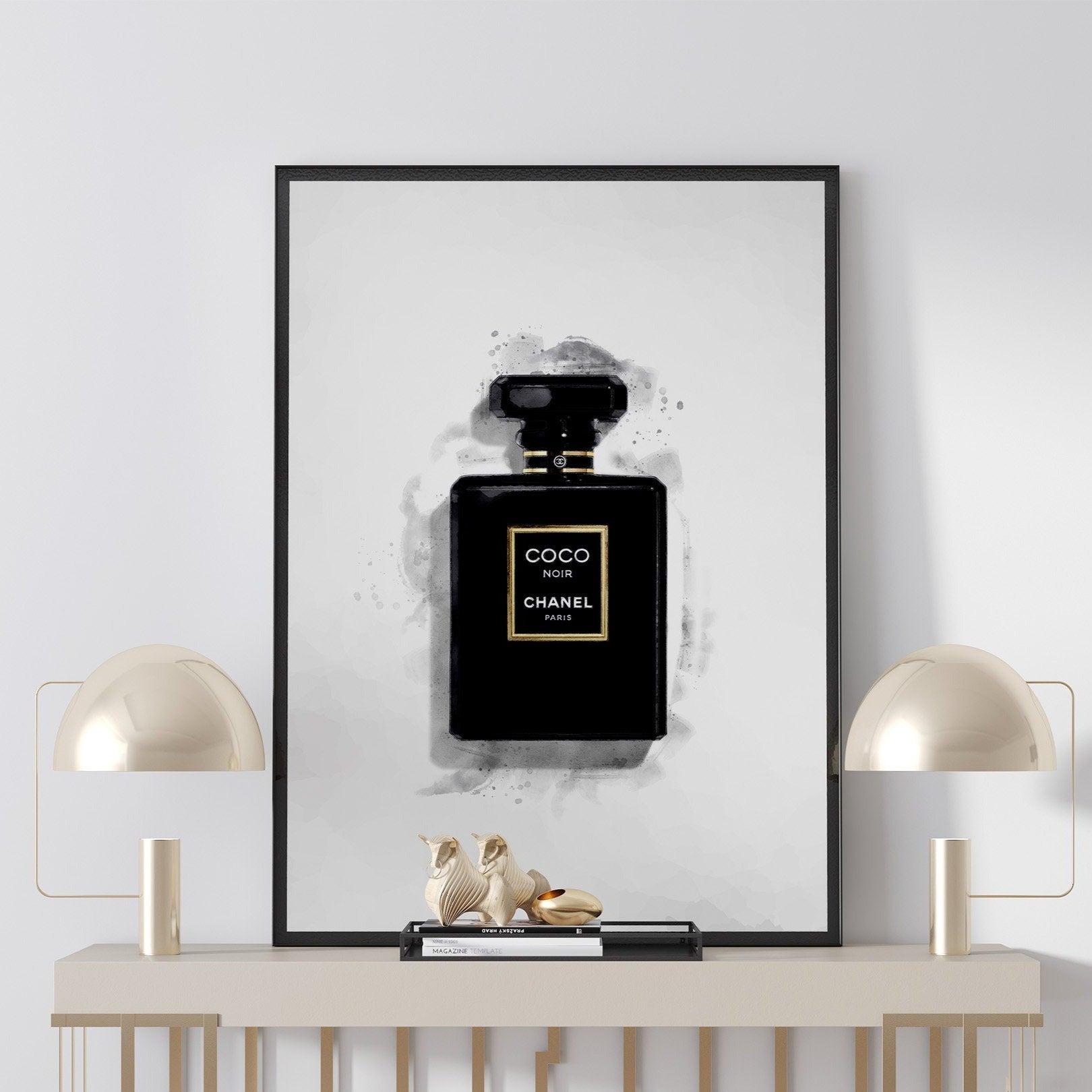 Nacht semester dichtbij Watercolor Coco Noir Perfume Bottle Print | Coco Chanel Wall Art Print |  Black & White Perfume Bottle Poster – TemproDesign