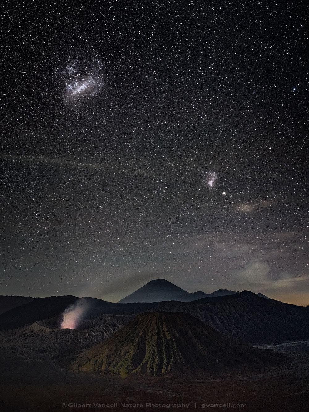 Magellanic Clouds over Bromo