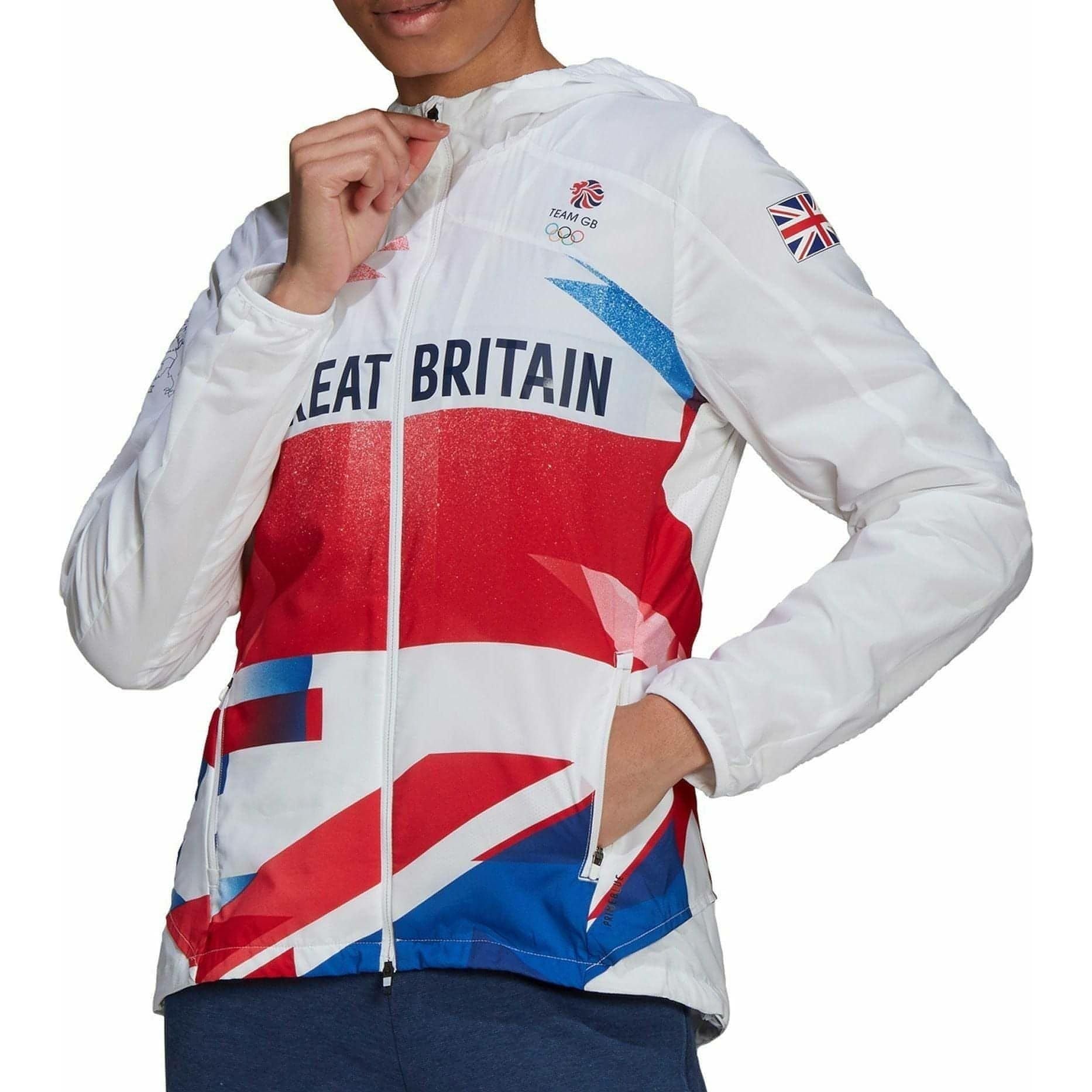 adidas Great Britain Podium Womens Running Jacket White
