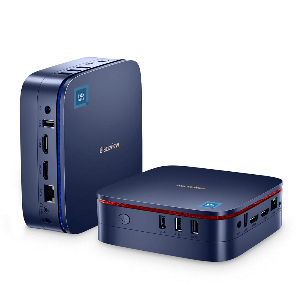 

Blackview MP60 Mini PC Intel N-series CPU Windows 11 Pro VESA Mount Support Mini PC 12th Gen Alder Lake N95 / 16GB+1TB / Blue