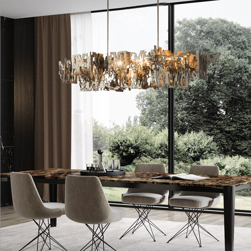 linear chandelier dining room