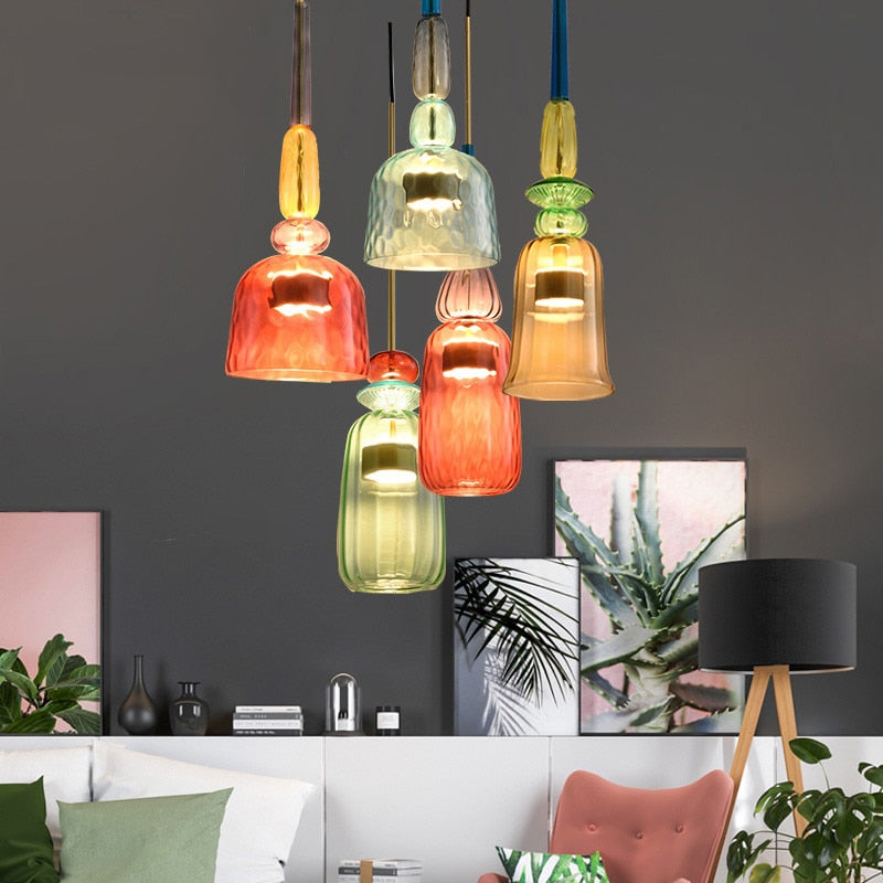 coloured pendant lights