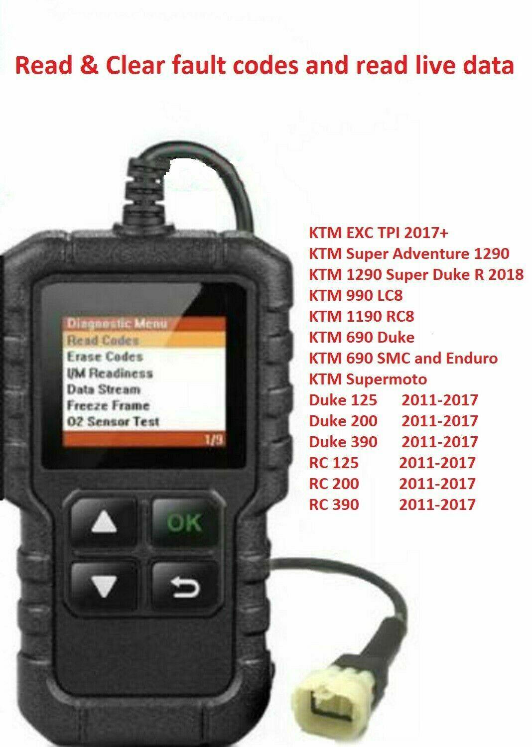 Fault code scanner diagnostic OBD2 tool for KTM DUKE - 990 1190 12