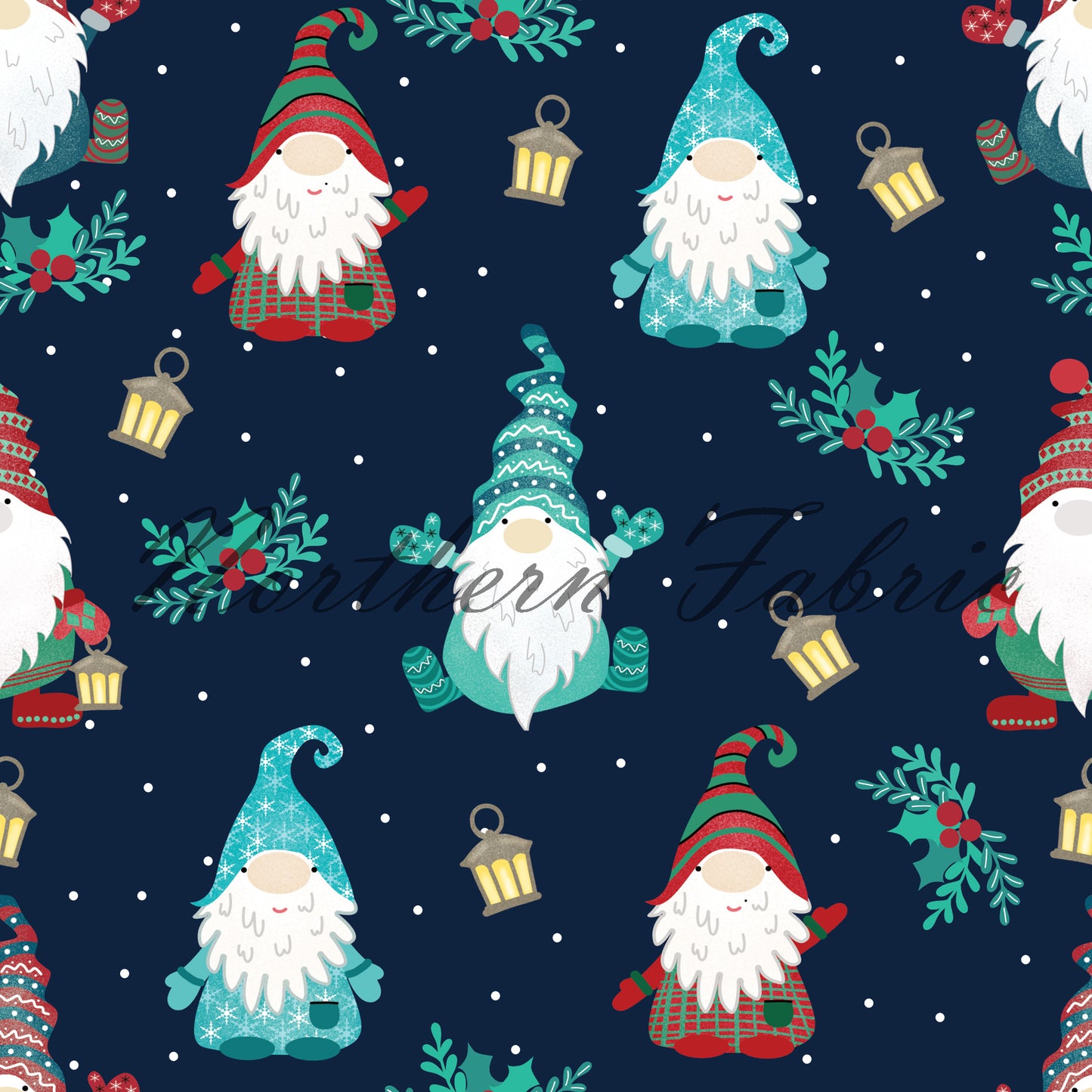 christmas gnomes on navy