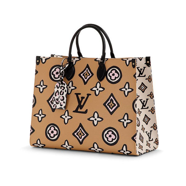 LOUIS VUITTON ONTHEGO GIANT JUNGLE MONOGRAM IVORY CARAMEL BAG