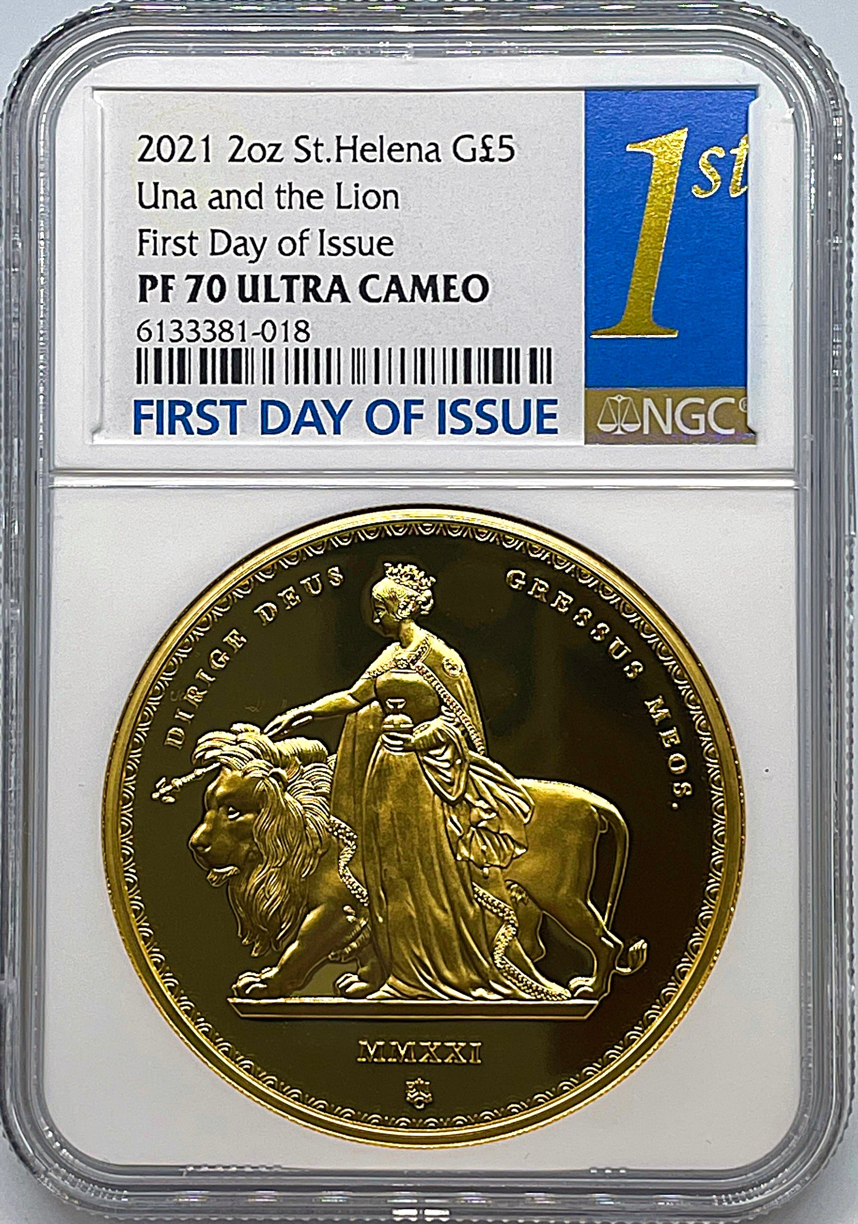 2021 ウナライオン 1oz £1 ゴールドプレート銀貨 NGC PF70UC