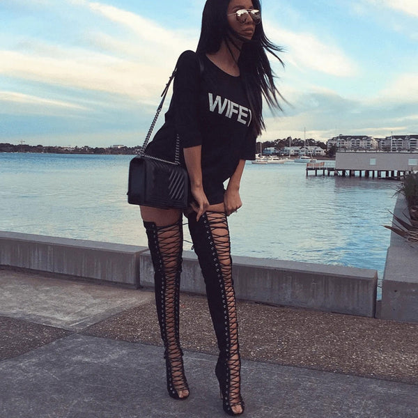 lace up over the knee boots outfit