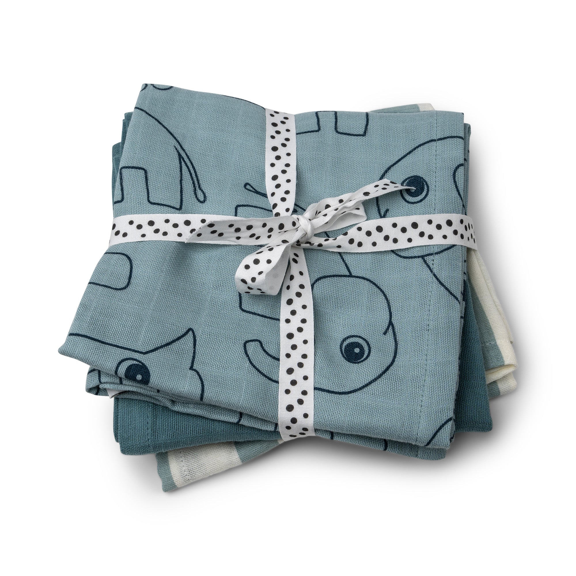 Burp cloth 3-pack - Deer friends - Blue