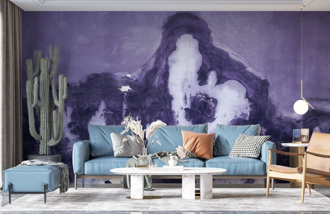 Melting Purple & White Mural For Decoration | Ever Wallpaper Design