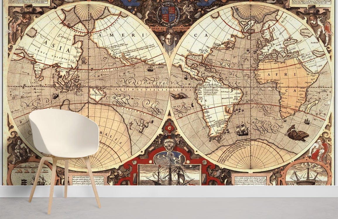Antique Nautical Map Wallpaper Mural | Ever Wallpaper UK