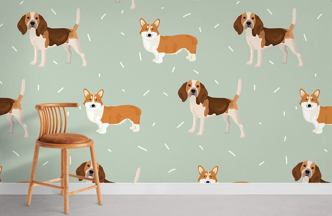 Corgi Pet Mural Wallpaper | Dog Wallpaper | Ever Wallpaper UK