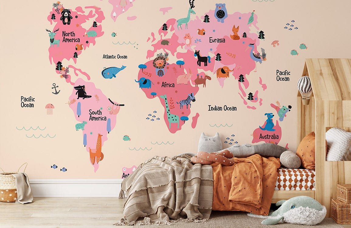 Pink Animal Map | Colour Gradient Ball Wallpaper UK