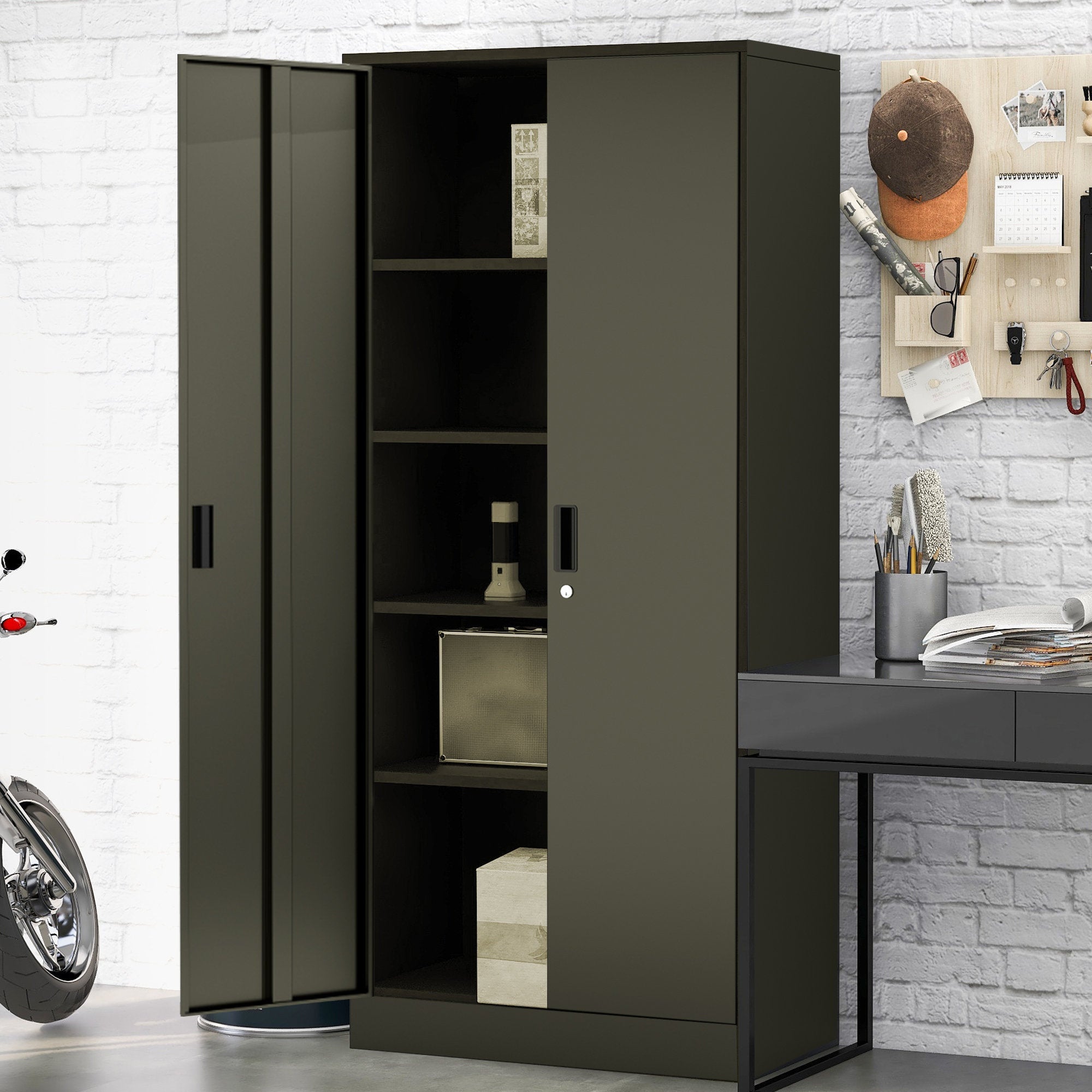 Locker Cabinet with 2 4 Doors Steel Gray Office Home Filing Organizer Storage US