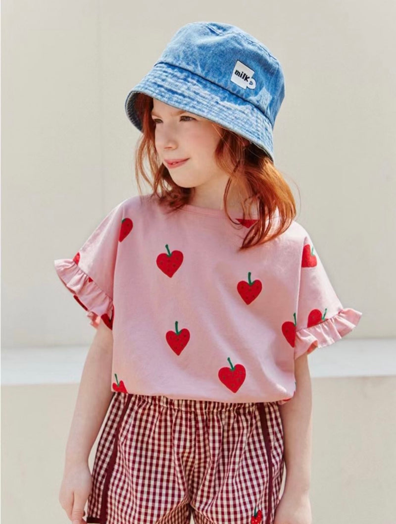 Toddler Girl Strawberry print designed T-shirt