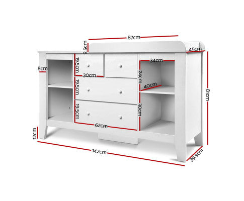 Baby Direct Change Table with Drawers - White