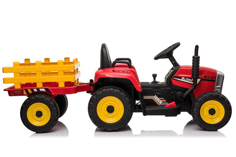 Little Riders Kids Ride On Car Farm Expert Tractor with Trailer 12V