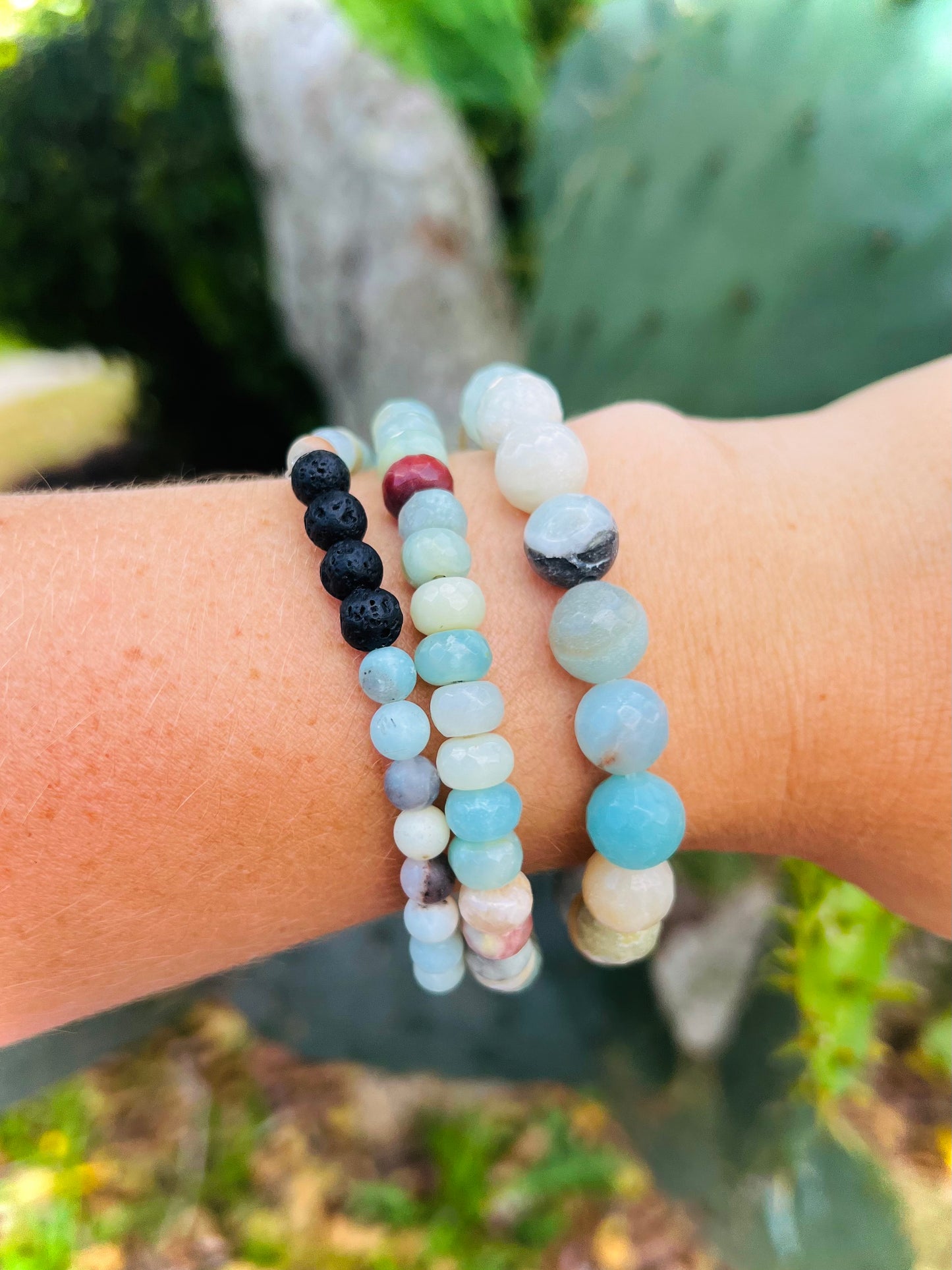 Faceted Amazonite Stress Relief Bracelet