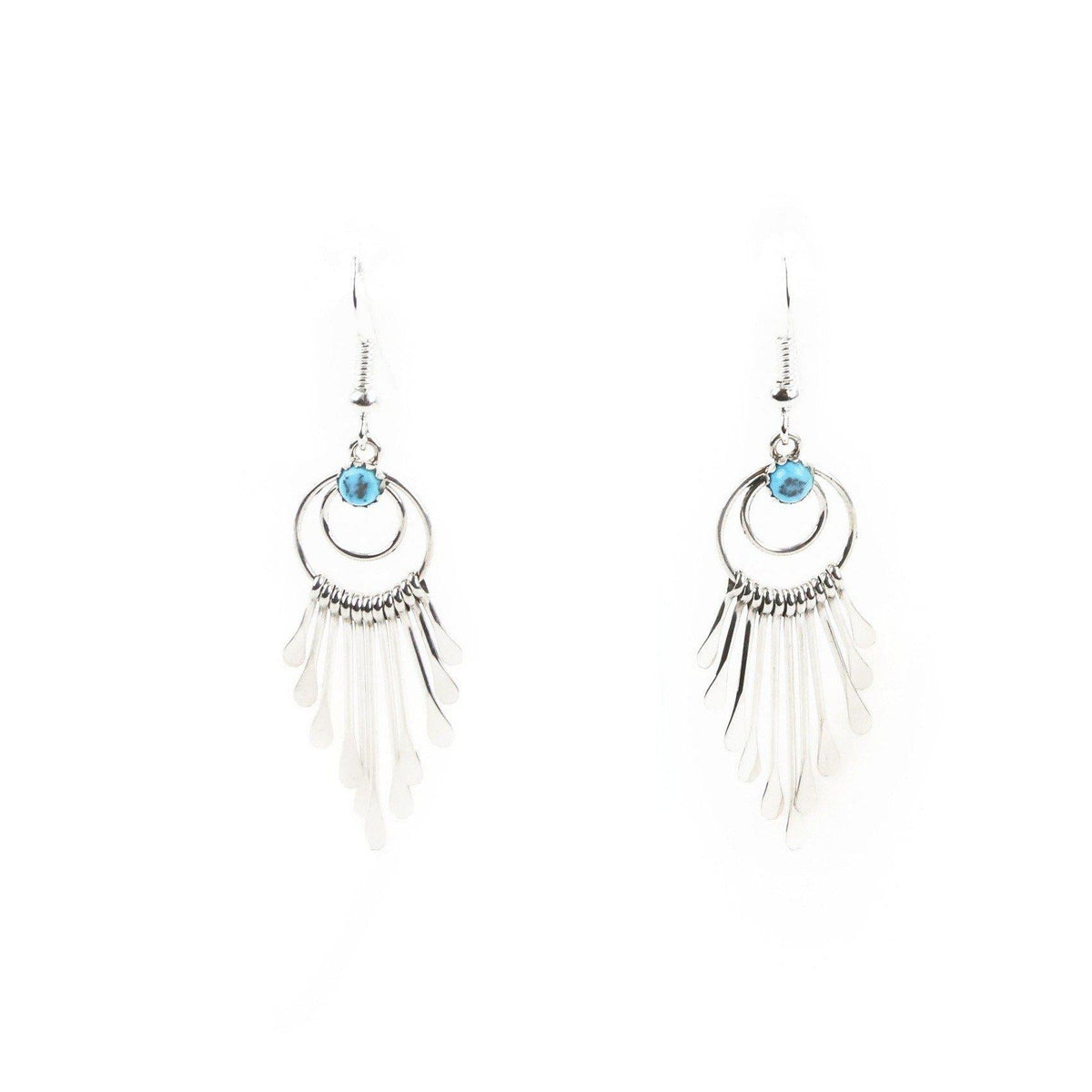 Native American Navajo Pauline Armstrong Sterling Silver Fringe Dangle Earrings 