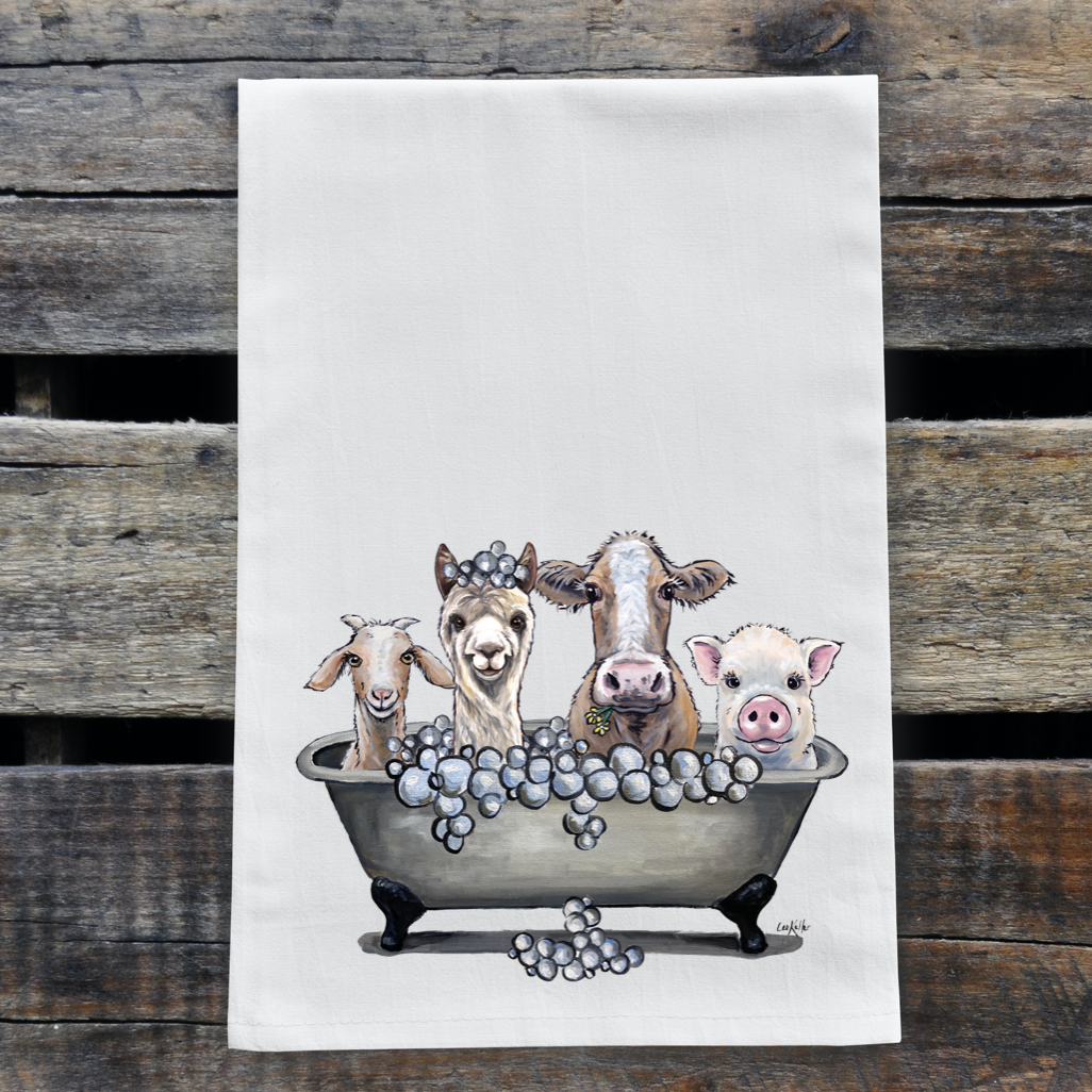 Bathtub Towel, Farm Animals in Tub, Farmhouse Bathroom Decor – Hippie Hound  Studios - Featuring Art by Lee Keller