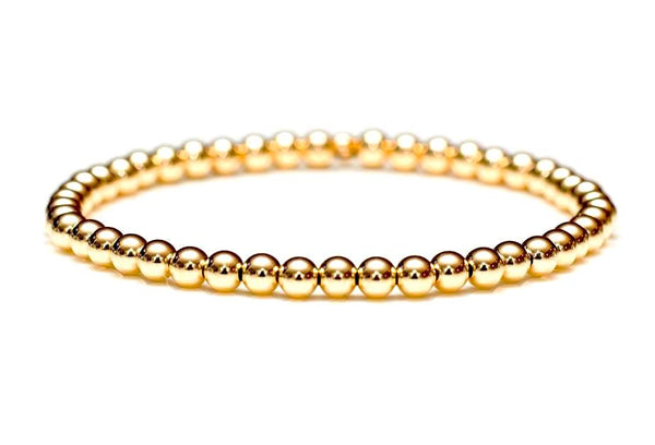 14k Gold Bead Stretch Bracelets 3mm 6mm Men And Womens Bracelet Crystal Casman 1669