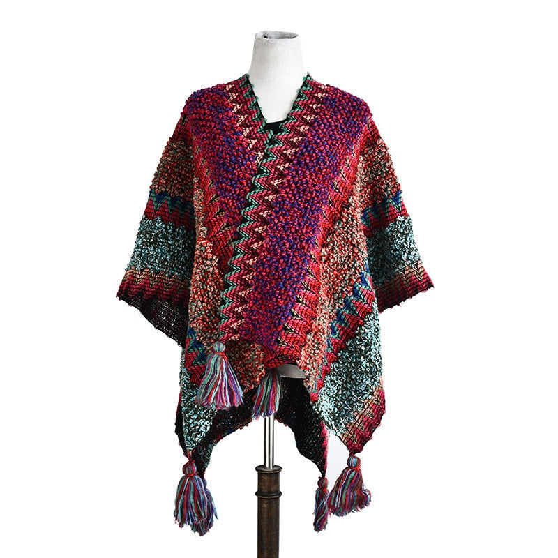 Abrigo poncho redondo para mujer
