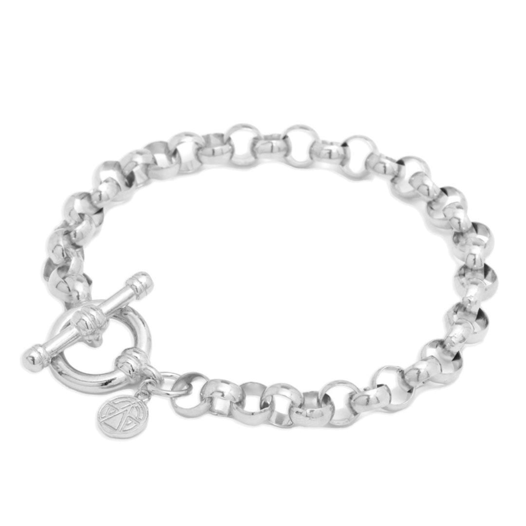 Orelia Rectangular Link T-Bar Bracelet, Silver