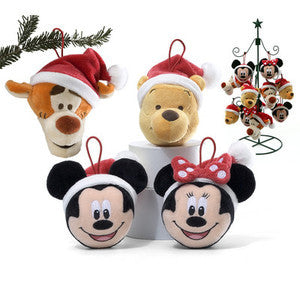 GUND Plush Disney Set of 4 Christmas Ornaments 4" #320385