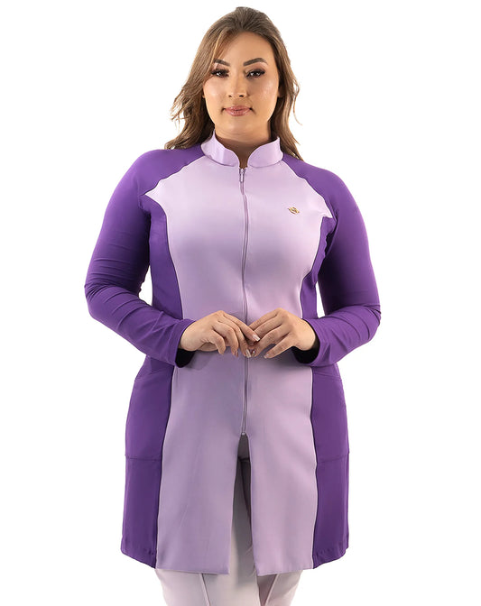 Jaleco Feminino Vicky Lavanda Com Roxo