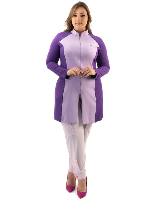 Jaleco Feminino Vicky Lavanda Com Roxo