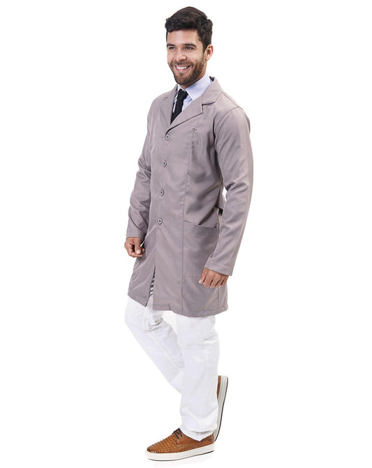 Jaleco Man Elegance Cinza Claro - jalecos-mania Bordado, Botões Visíveis, Cinza Claro, Gabardine Premium, Gola Blazer, Jalecos, Jalecos Mania, Manga Longa, Masculino, Sem Punho