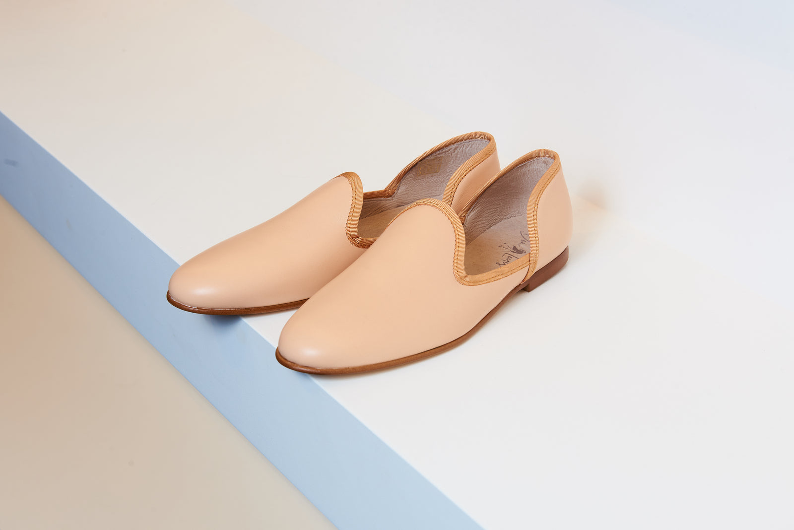 peach leather shoes