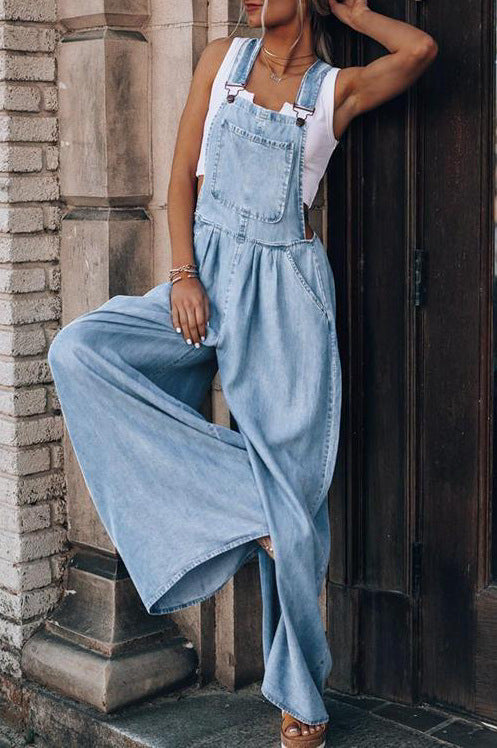 Bohemian Soft Blue Denim Cotton Jumpsuit | The Maverick Life