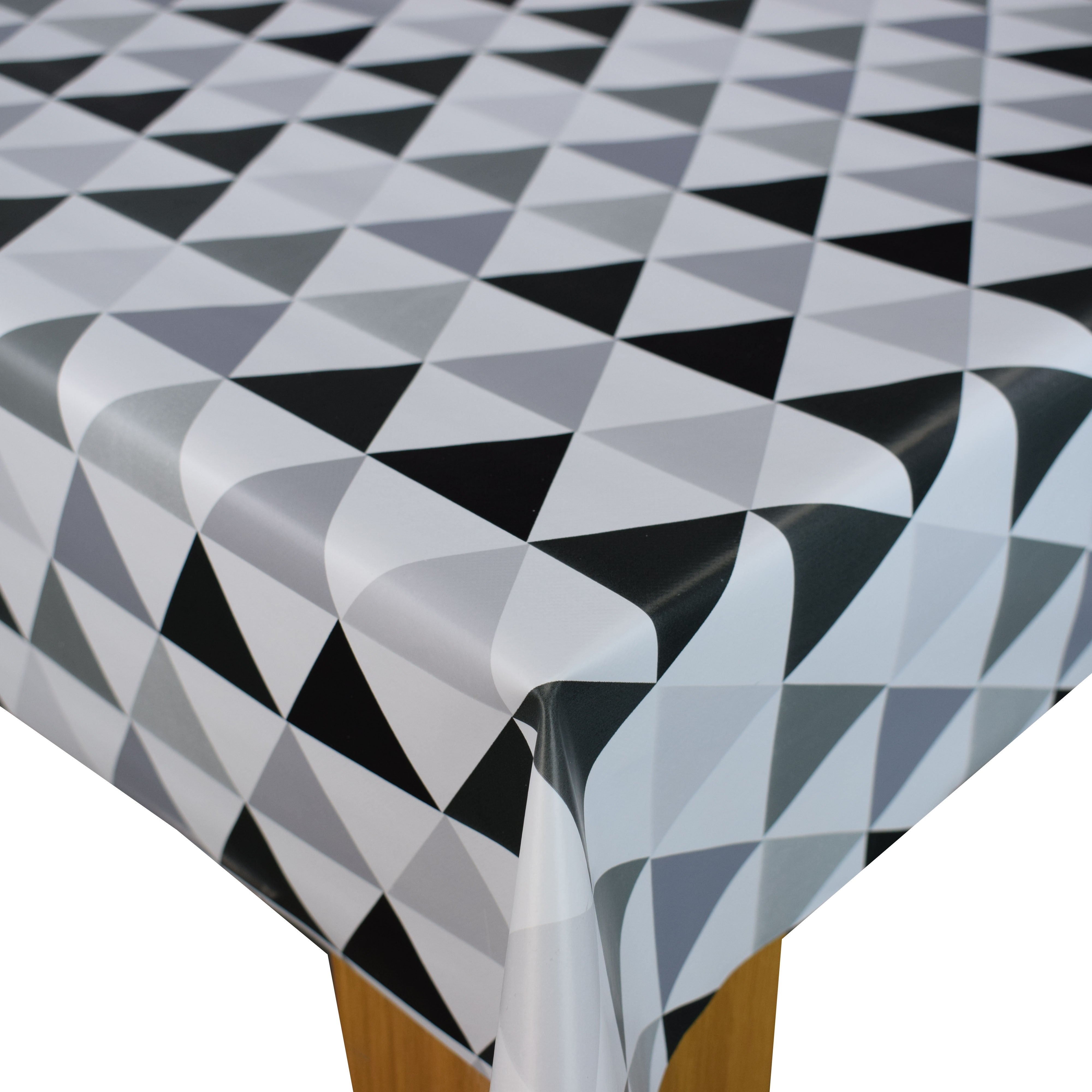 Wipe Clean Triangle Geometric Modern Tablecloth Vinyl Oilcloth 140cm Wide 