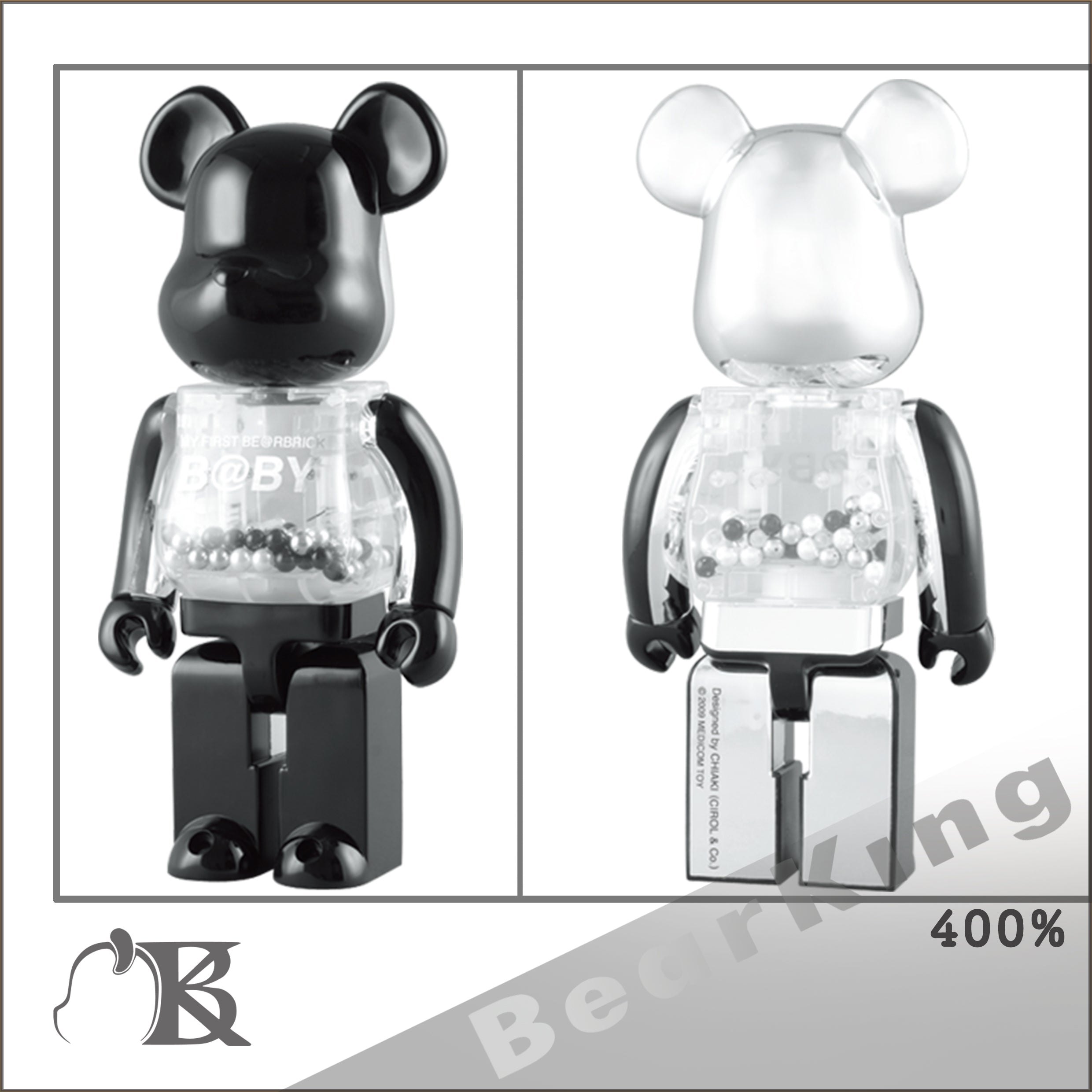 BE@RBRICK B@BY  BLACK CHROME 100% & 400%