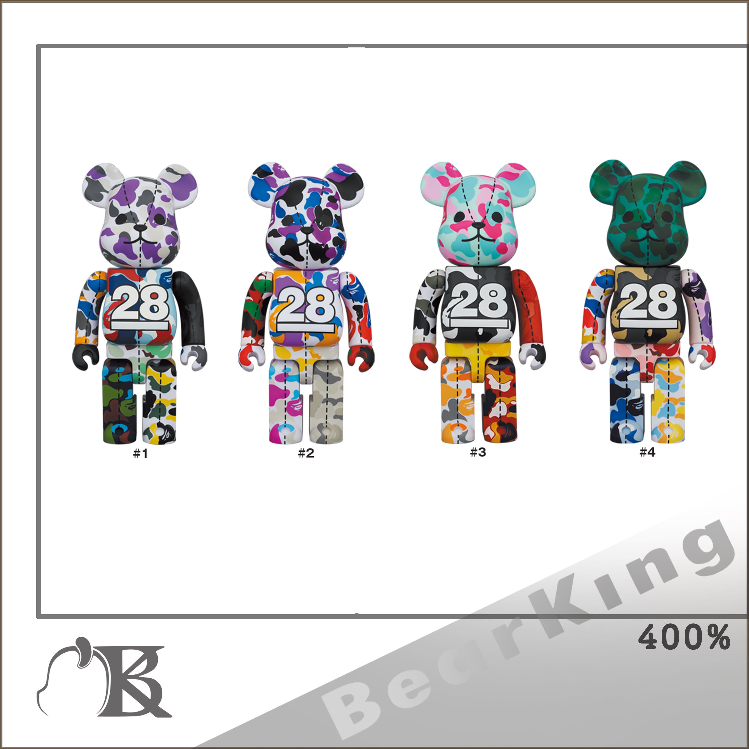 BE@RBRICK BAPE(R) CAMO 28TH ANNIVERSARY MULTI 400％ SET of 4