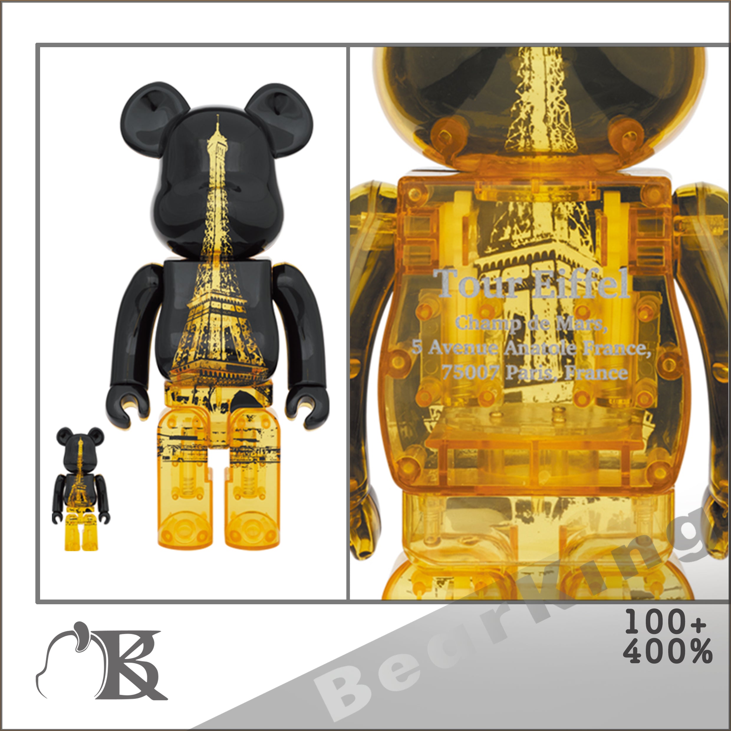 BE@RBRICK EIFFEL TOWER GOLDEN GOWN Ver. 100％ & 400％ 艾菲爾鐵塔