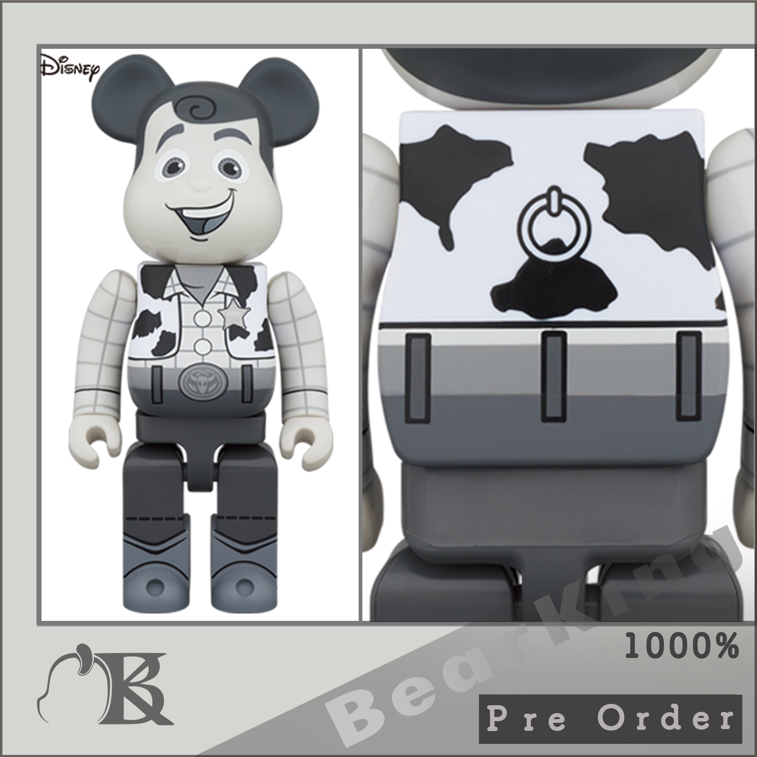 PreOrder 預訂 BE@RBRICK WOODY B&W Ver. 1000％ JUNE 2022 TOY STORY