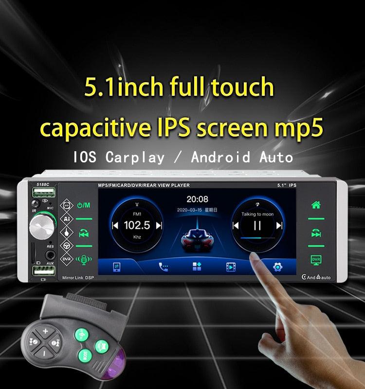 onbetaald focus Verplaatsbaar ESSGOO 1 Din Carplay Autoradio Bluetooth AM RDS MP5 Player 5.1 inch Car  Radio Stereo IPS Touch Screen Mirror link Support DVR