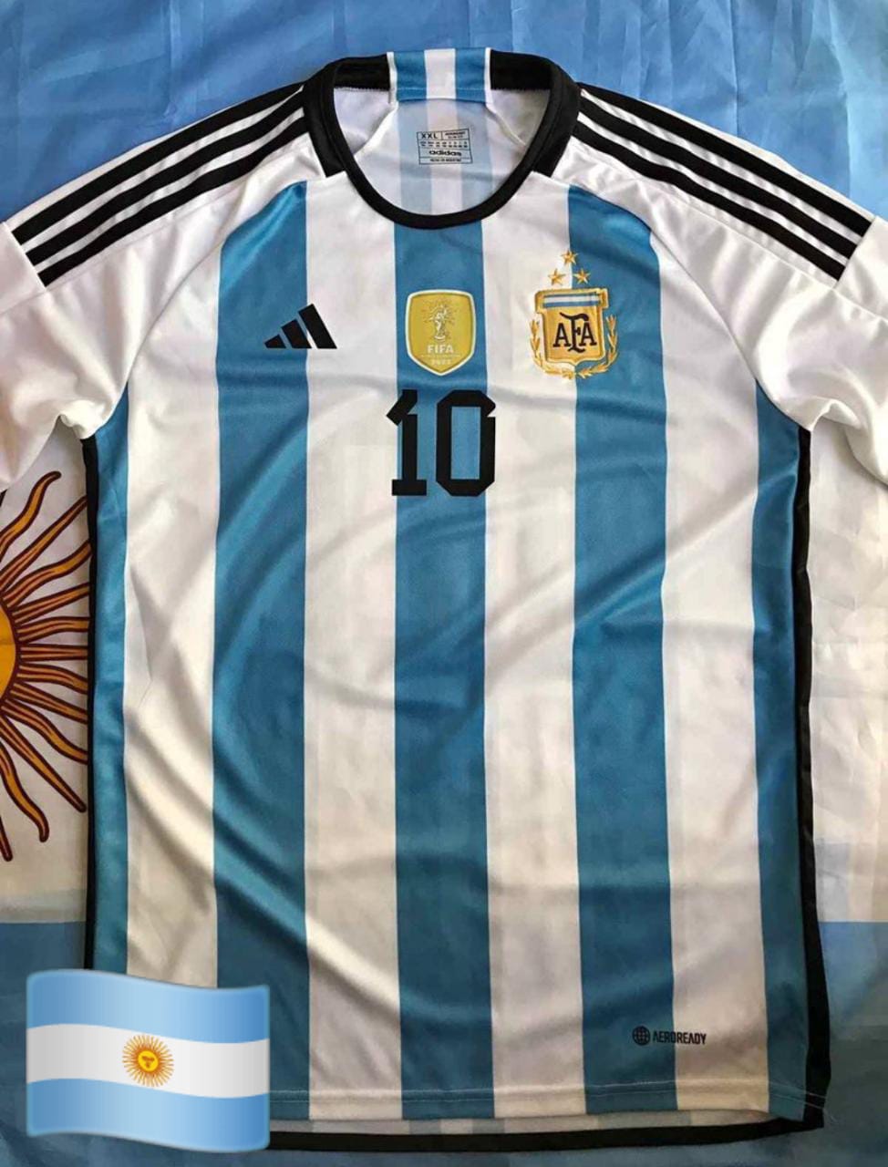 Camiseta Argentina 3 estrellas Titular Replica 10 Messi Argentina4you