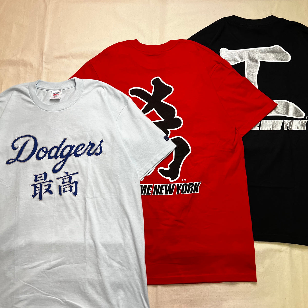 Supreme MLB Los Angeles Dodgers Kanji Teams Tee Pale Blue Men's