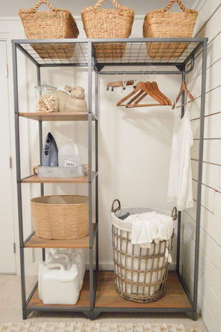 Rustic Wooden 3 Laundry Basket Holder Hamper Storage 