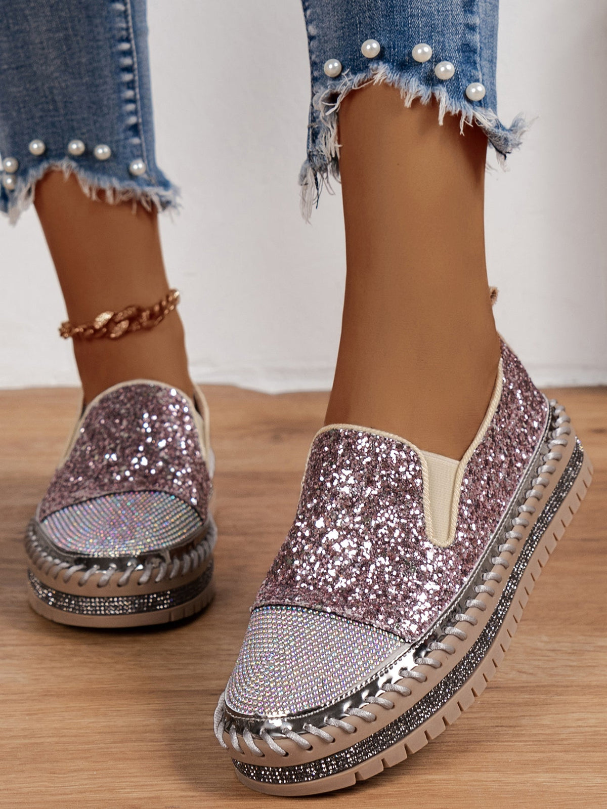 Befili Thick Soled Rhinestone Shoes