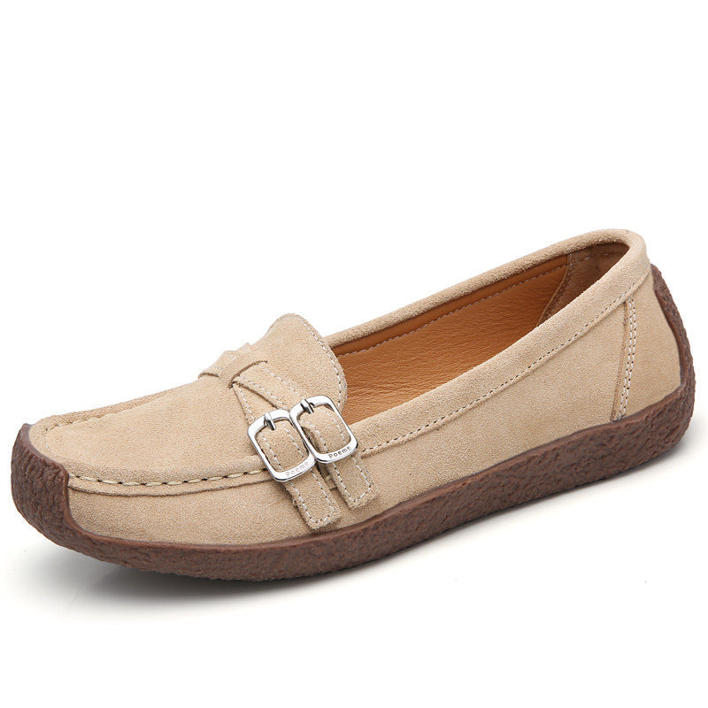 Belifi Leather Flat-bottomed Casual Shoes