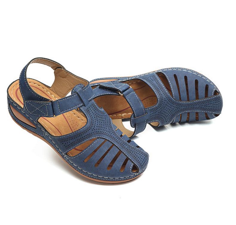 Belifi - Soft PU Leather Closed Toe Vintage Anti-Slip Sandals