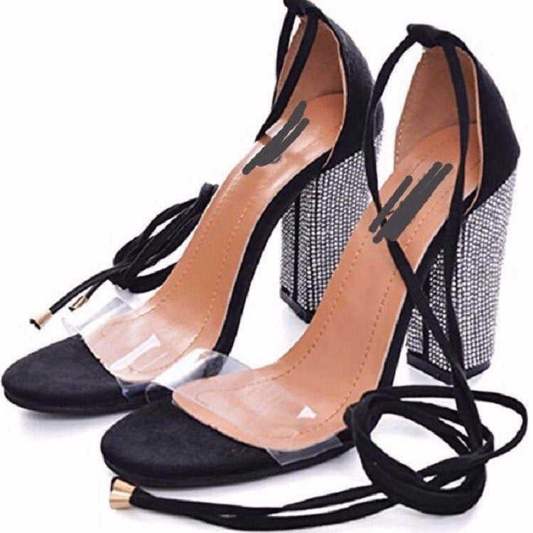 Belifi High Heeled Sequin Rhinestone Sandals