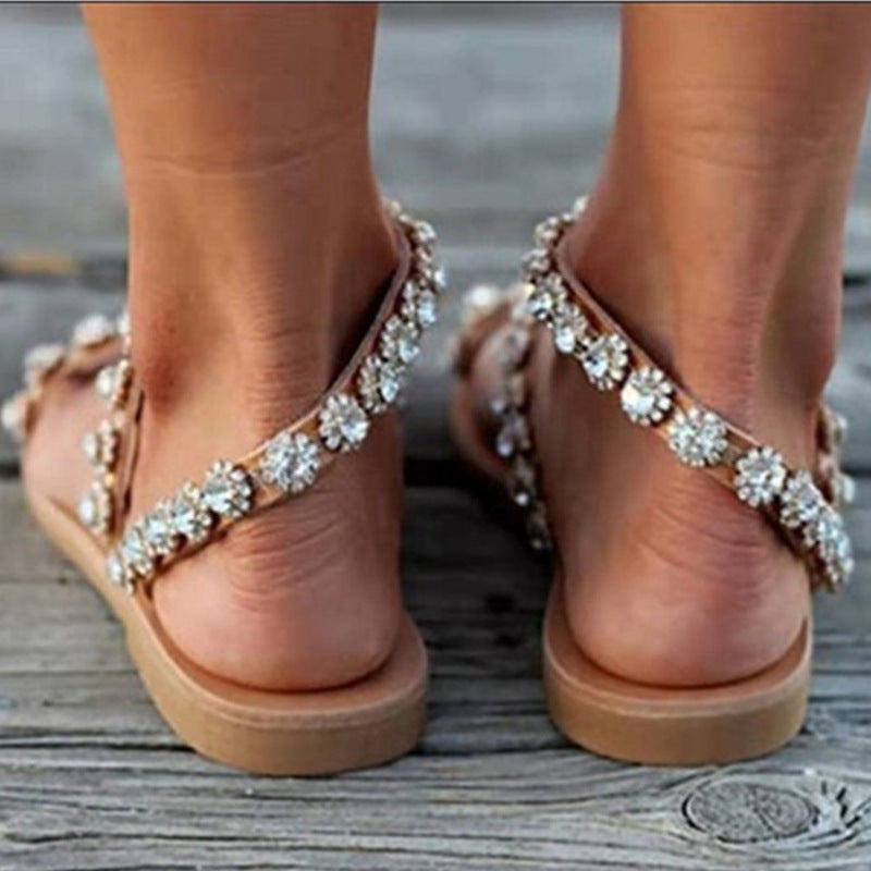 Belifi Rhinestone Fashionable Flat Sandals