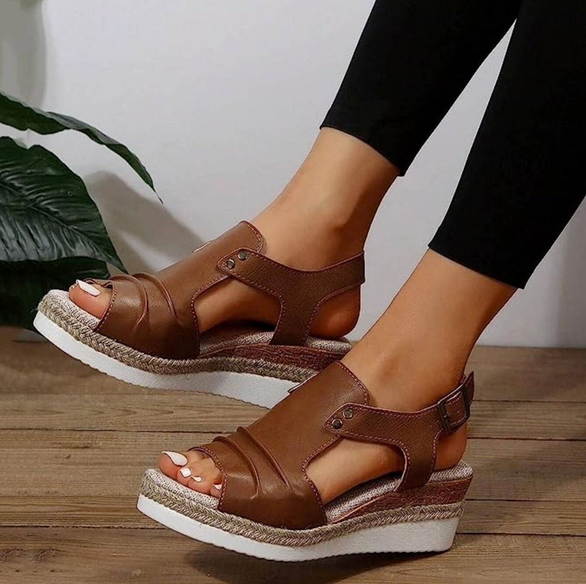 Belifi Flat Wedge Fish Mouth Casual Strap Sandals for Women