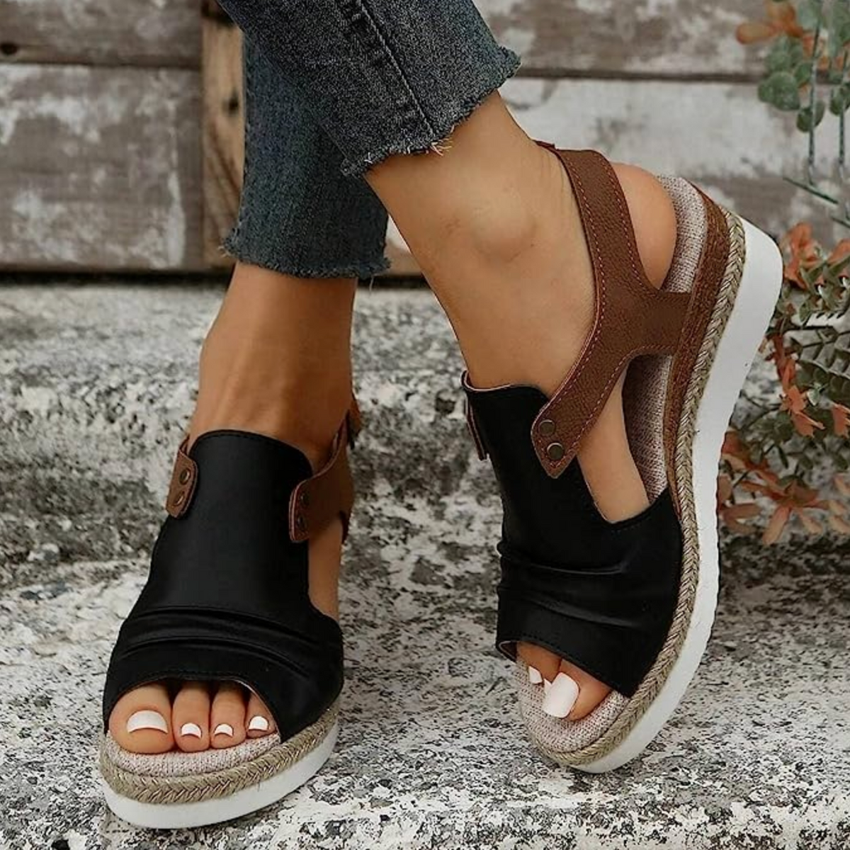 Belifi Flat Wedge Fish Mouth Casual Strap Sandals for Women